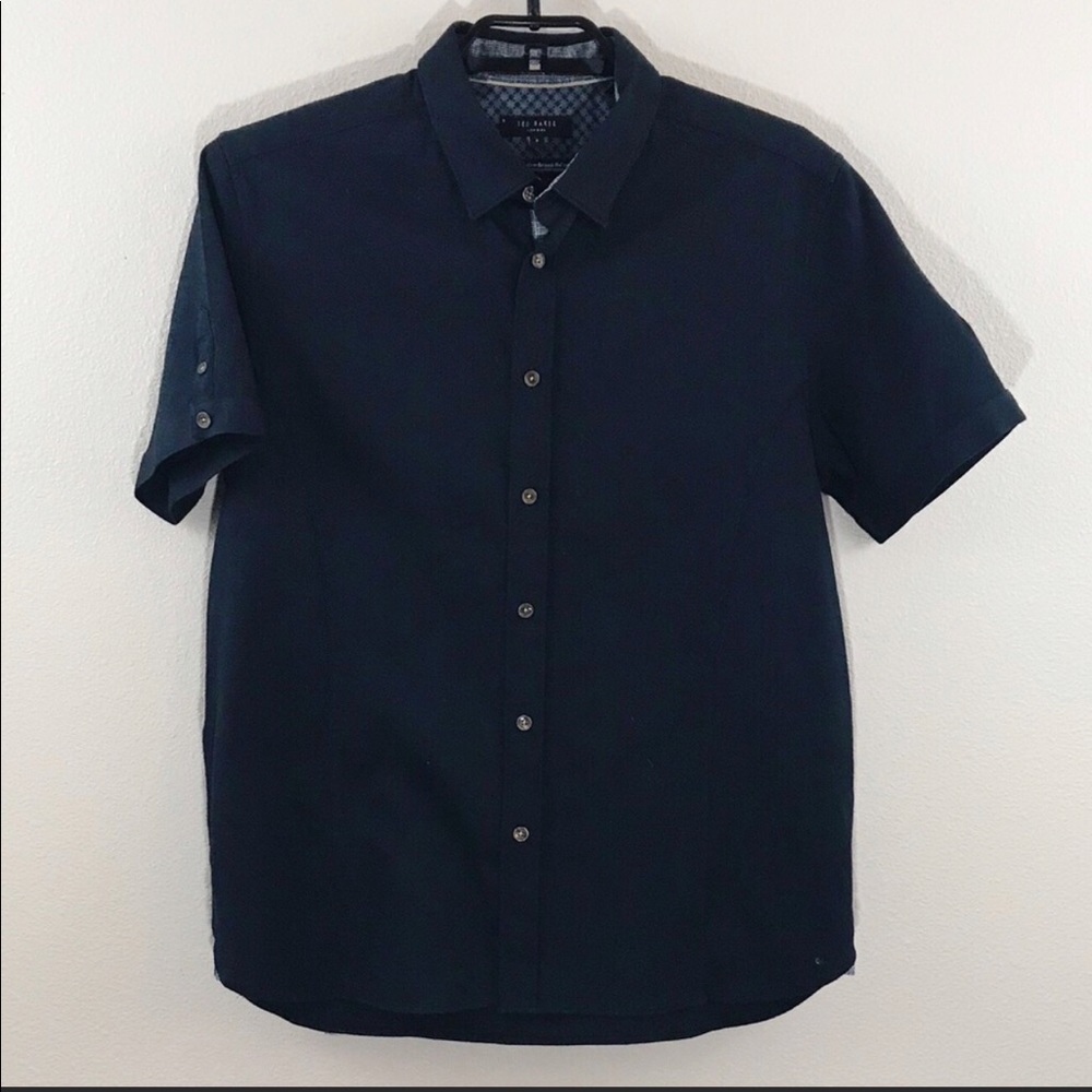 Ted Baker Large Navy Blue Textured Shirt